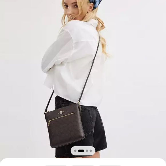 New COACH Mini Rowan File Bag In Signature Canvas - Picture 6 of 8